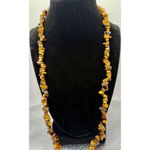 Tiger Eye Chunk Beaded 17 inch Necklace